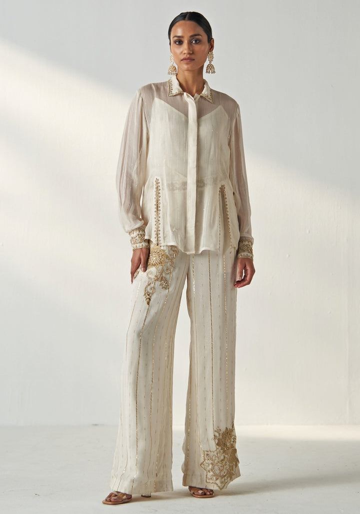 Ivory Embroidered Shirt And Pant Set Studio Bagechaa - Fabilicious Fashion