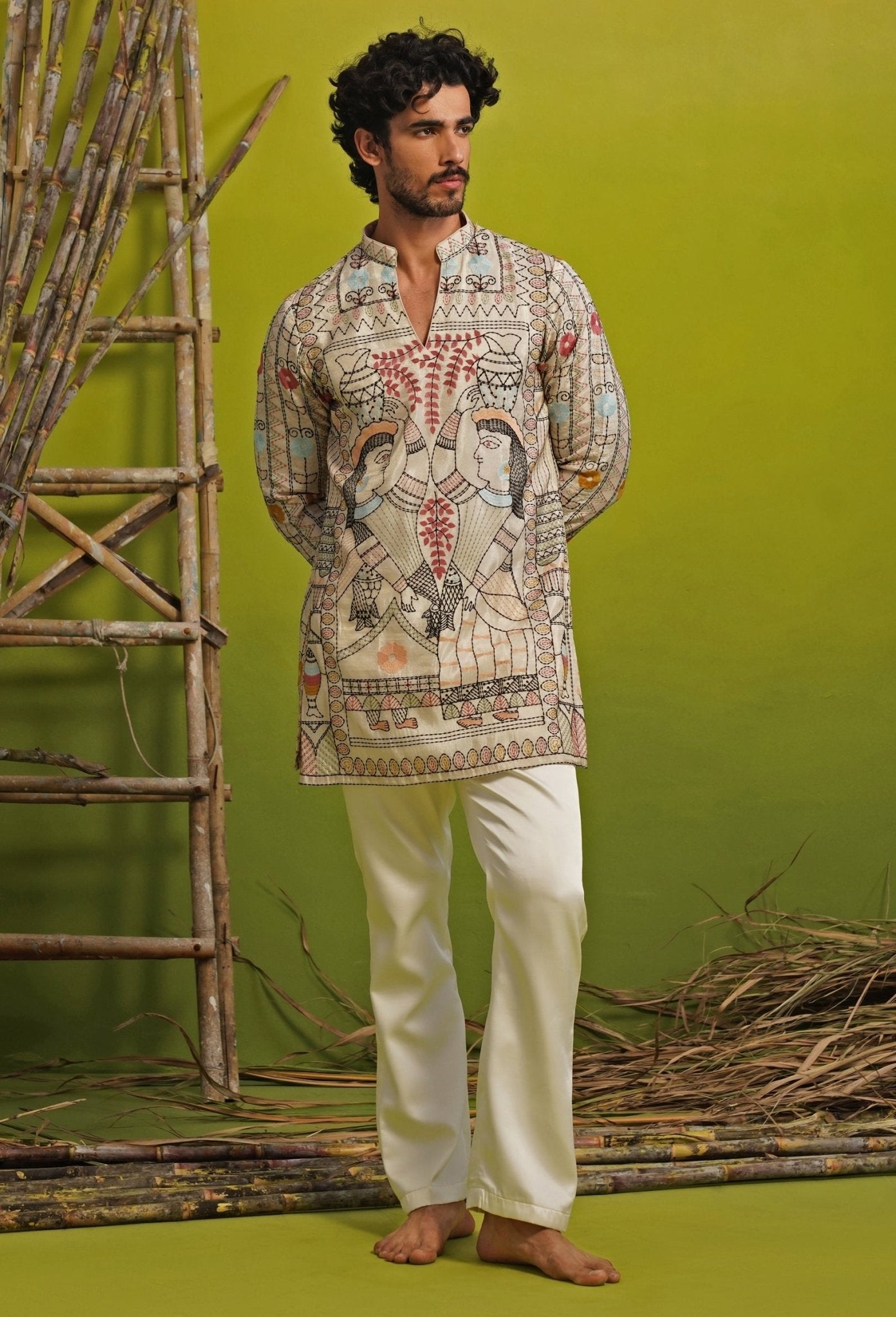men embroidered mini dress ivory Ivory Embroidered Mini Dress main image 0