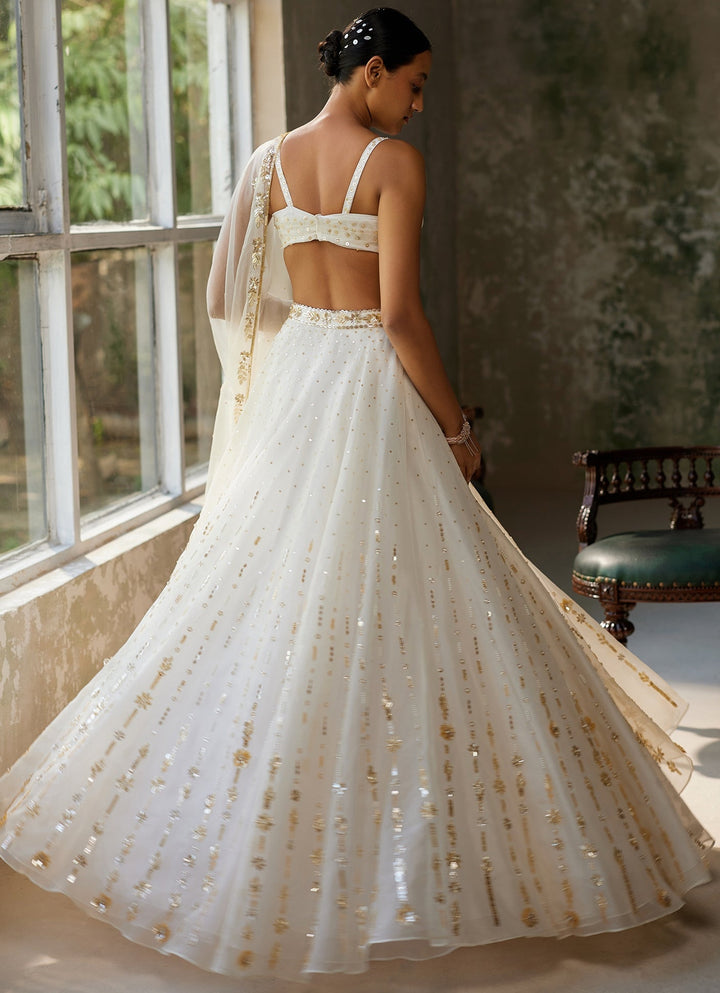 Ivory Embroidered Silk Organza Lehenga Set Zoon Tribe - Fabilicious Fashion