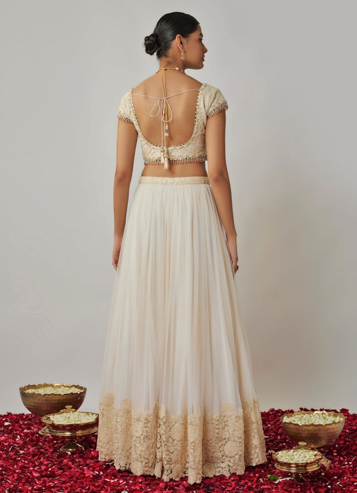 Ivory Floral Embroidered Lehenga Set Renee Label - Fabilicious Fashion