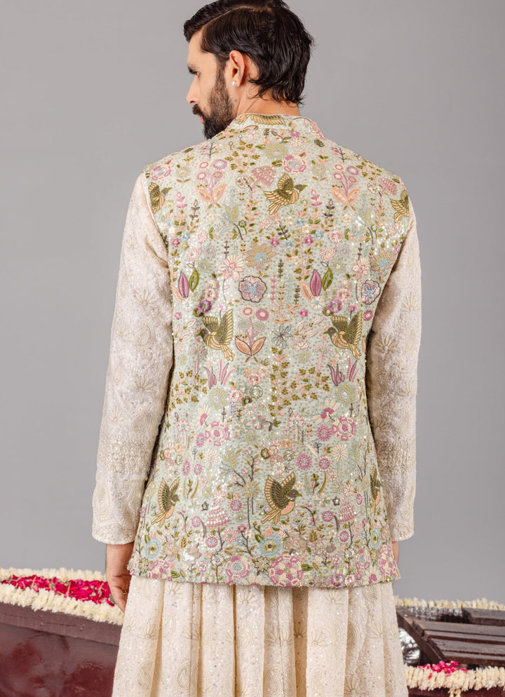 Ivory Georgette Anarkali Jacket Set Kalpraag - Fabilicious Fashion