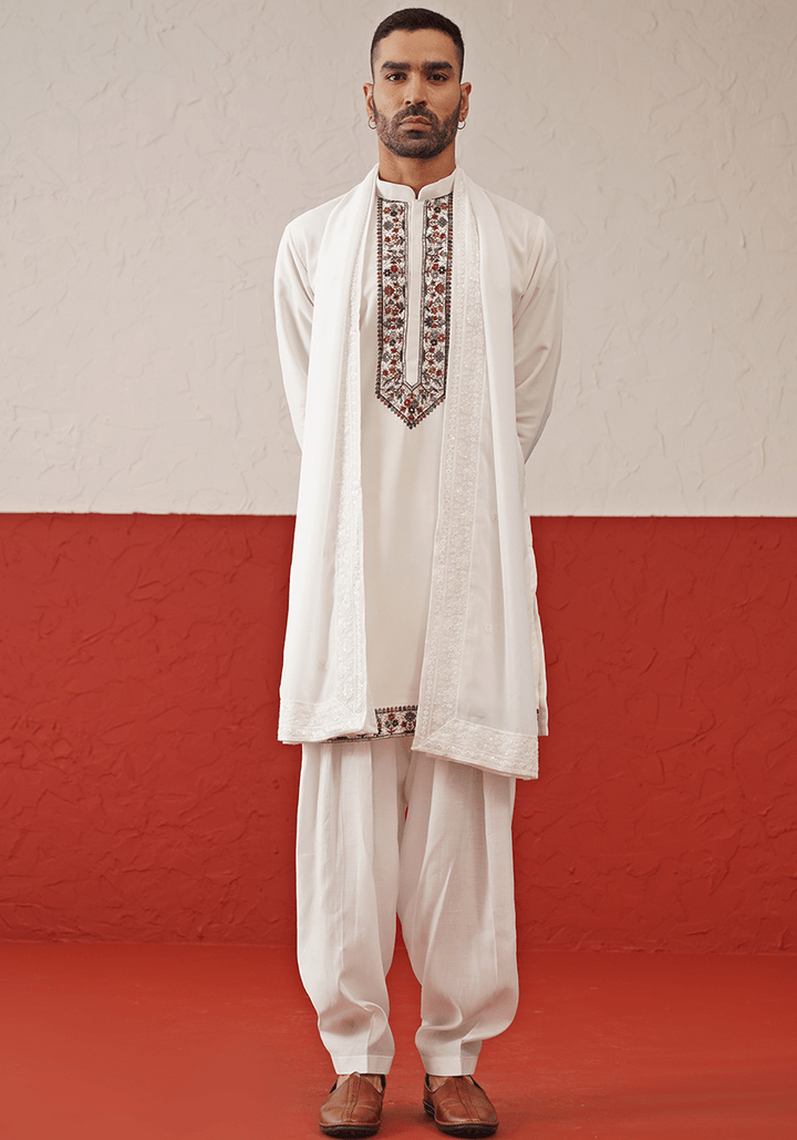 Ivory Kurta Set With Dupatta Kalpraag - Fabilicious Fashion