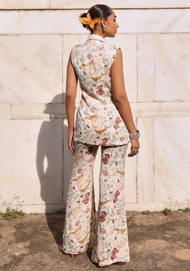 Ivory Printed Jacket set with Pants Seema Thukral - Fabilicious Fashion