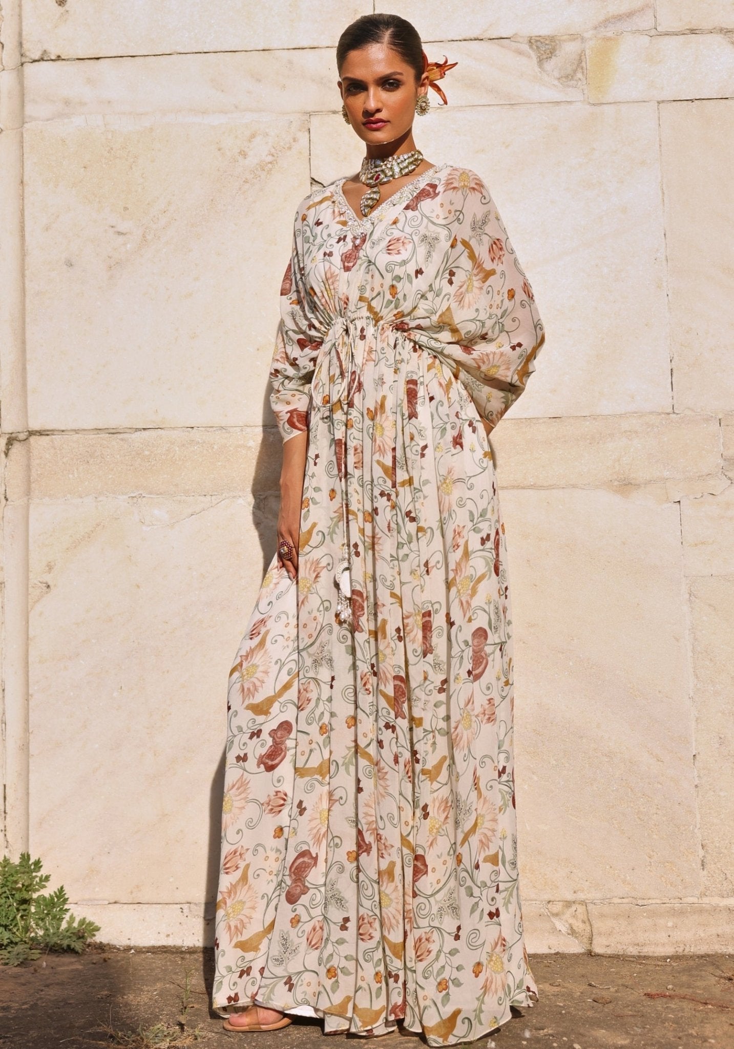 Seema Thukral — Ivory Printed Kaftan – Fabilicious Fashion Seema Thukral — Ivory Printed Kaftan – Fabilicious Fashion