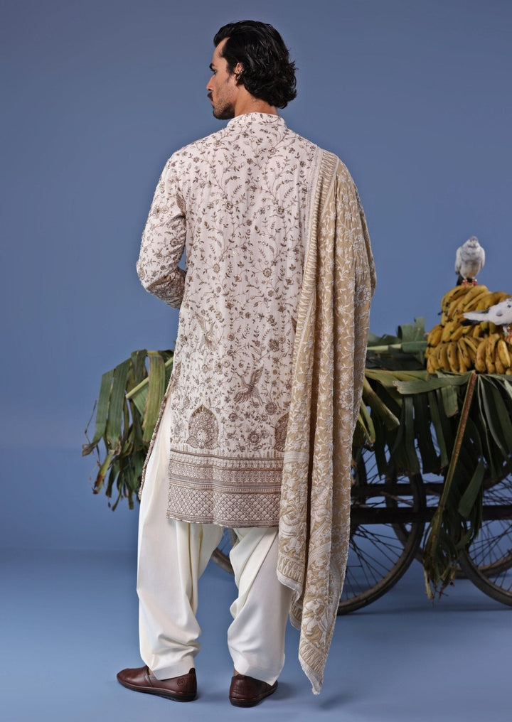 Ivory Thread Embroidered Kurta Patiala Pant Set Kalpraag - Fabilicious Fashion