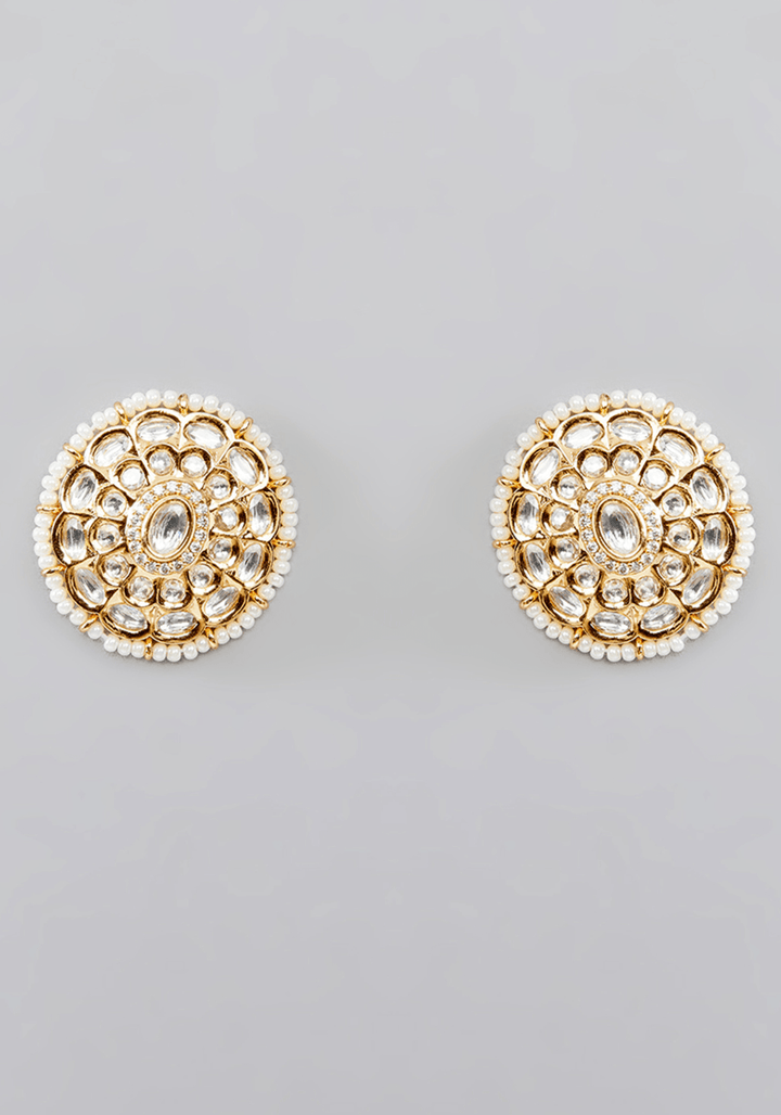 Kundan And Stone Circular Motif Necklace Set Zevar by Geeta - Fabilicious Fashion