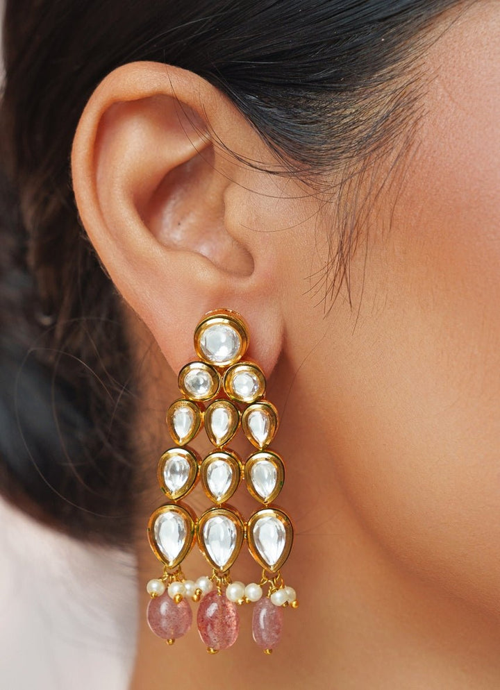 Kundan Jadau And Pearl Gold Necklace Set Zevar by Geeta - Fabilicious Fashion