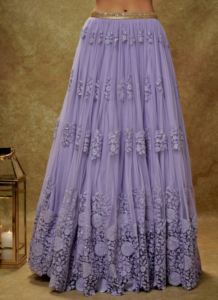 Lavender Floral Embroidered Lehenga Set Renee Label - Fabilicious Fashion