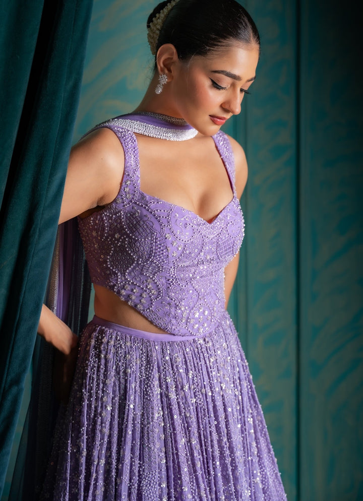 Lavender Georgette Lehenga Set Renee Label - Fabilicious Fashion