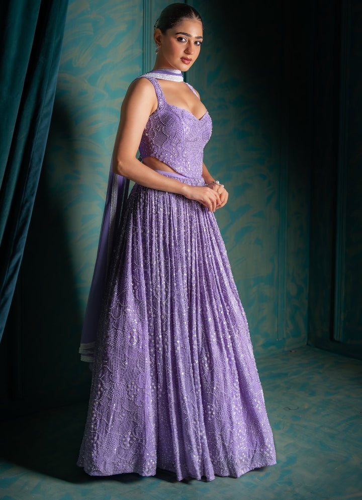 Lavender Georgette Lehenga Set Renee Label - Fabilicious Fashion