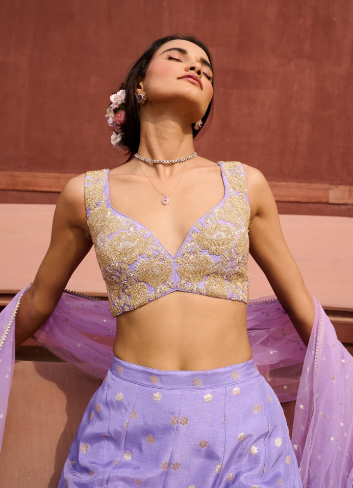Lavender Jamewar Lehenga set Chamee and Palak - Fabilicious Fashion
