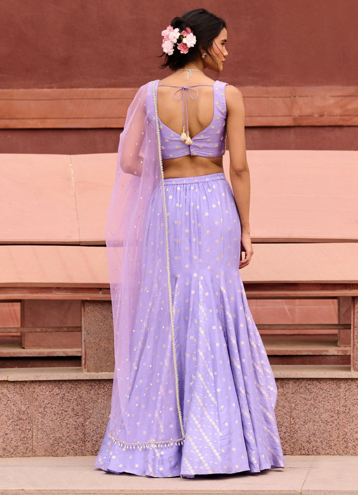 Lavender Jamewar Lehenga set Chamee and Palak - Fabilicious Fashion