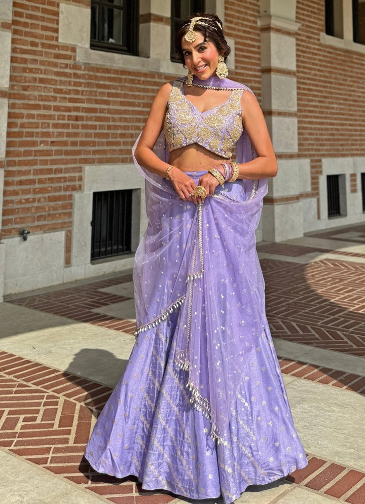 Lavender Jamewar Lehenga set Chamee and Palak - Fabilicious Fashion
