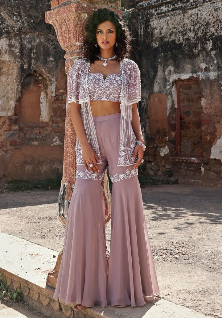 Lilac Cape Pant Set Seema Thukral - Fabilicious Fashion