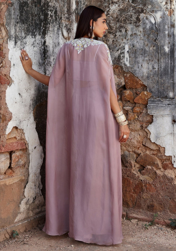 Lilac draped Skirt set with Cape Seema Thukral - Fabilicious Fashion