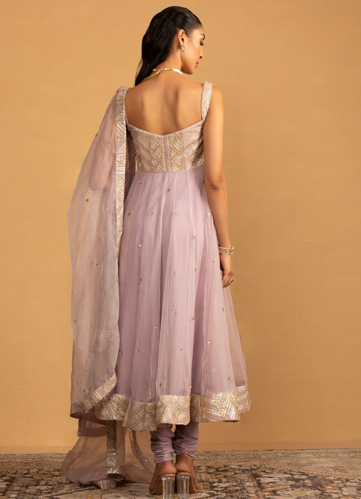Lilac Embroidered Anarkali Set Esha Koul - Fabilicious Fashion