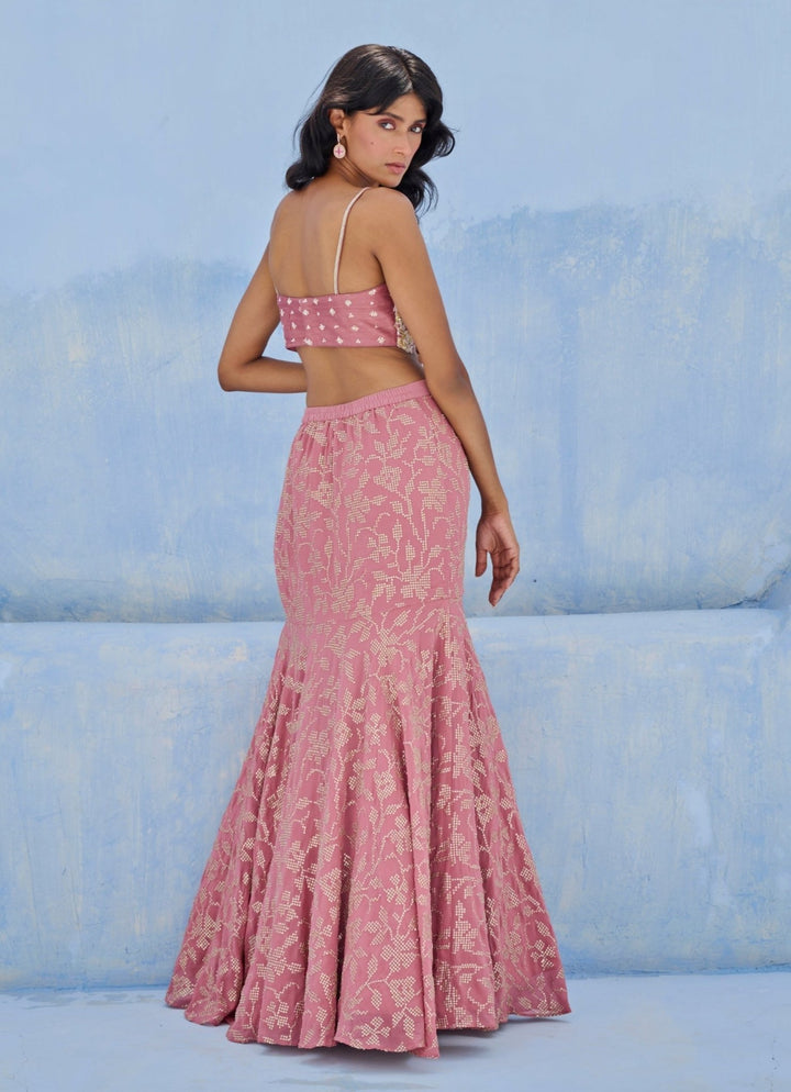Lilac Pink Georgette Lehenga Set Chamee and Palak - Fabilicious Fashion