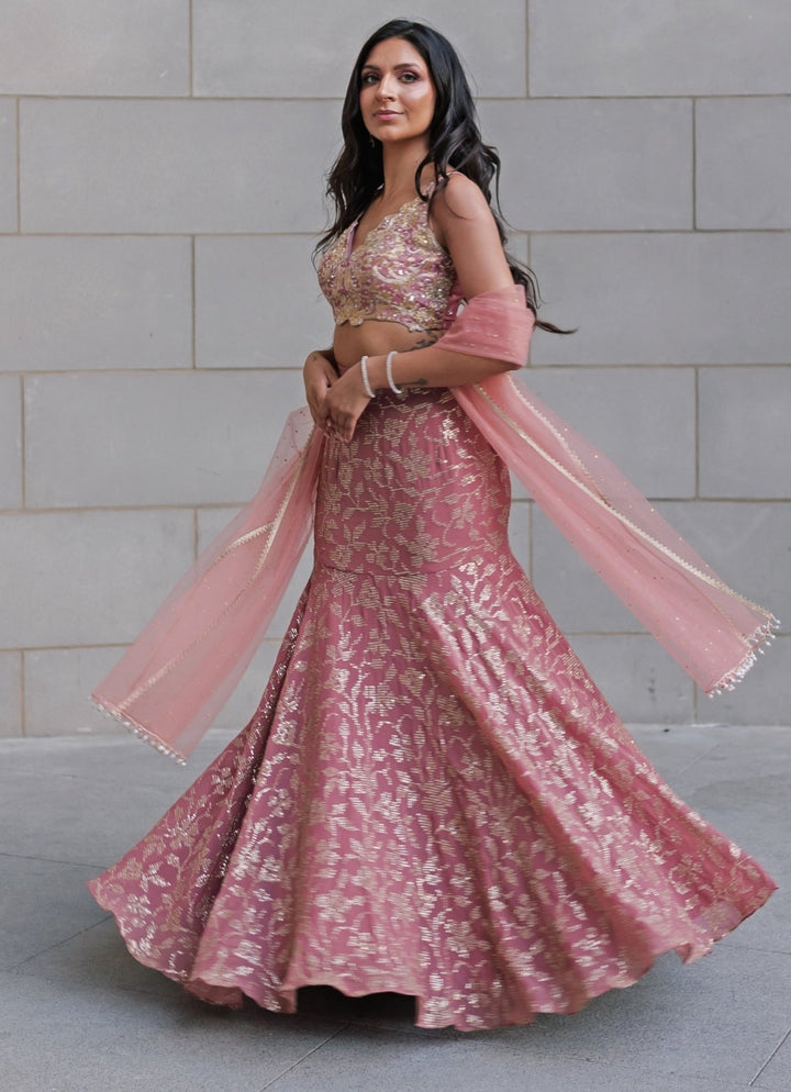 Lilac Pink Georgette Lehenga Chamee and Palak - Fabilicious Fashion