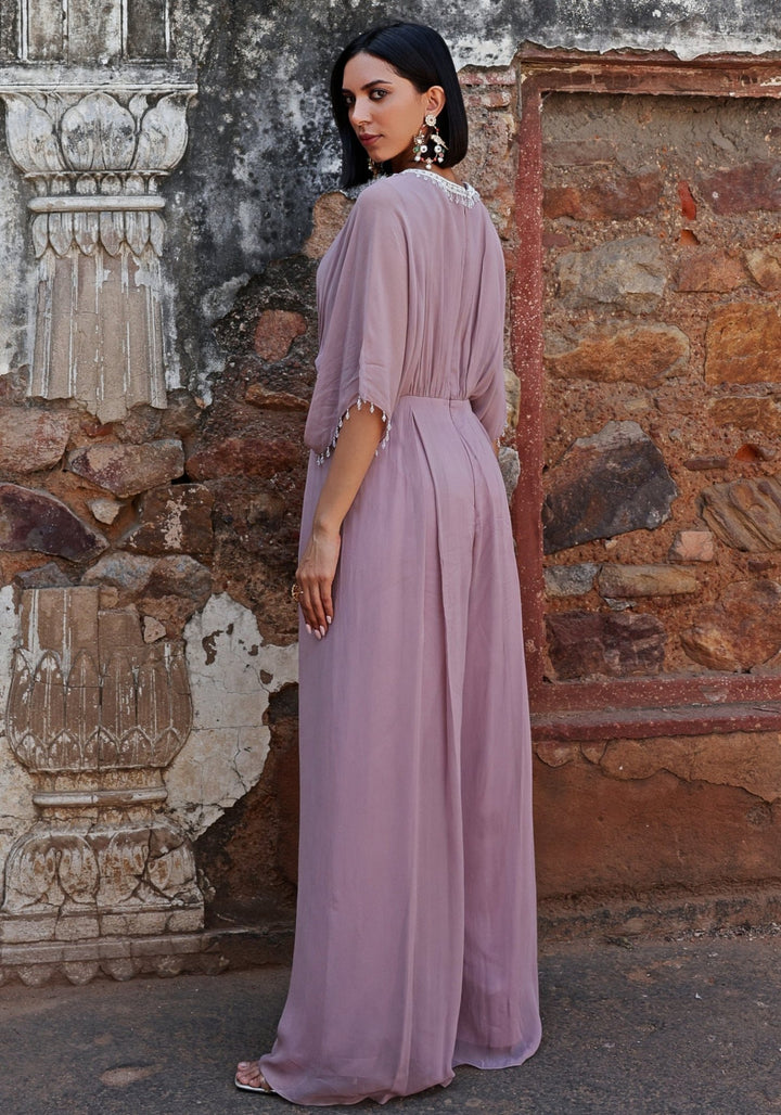 Lilac Pleated Draped Jumpsuit Seema Thukral - Fabilicious Fashion