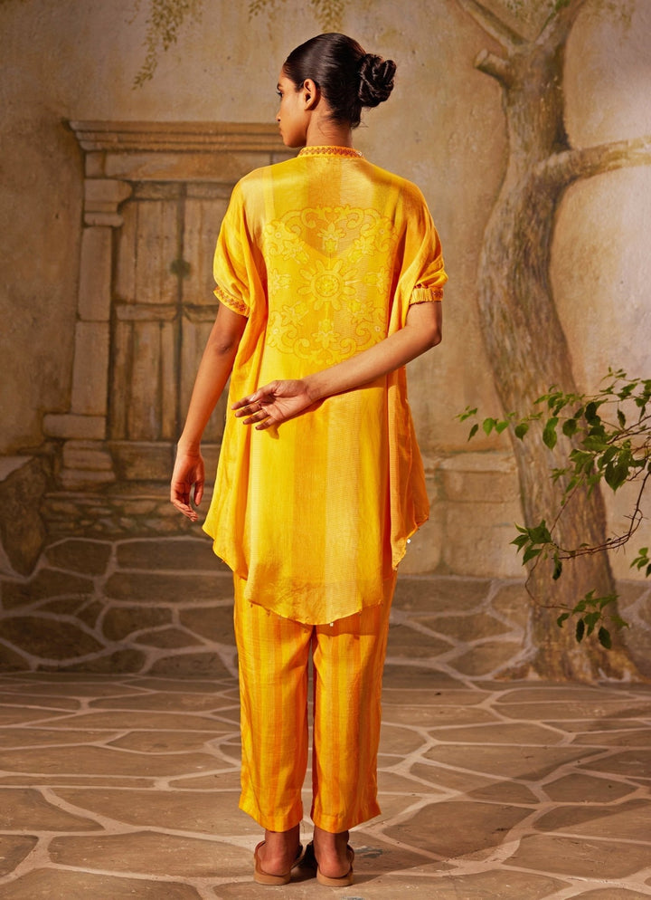 Mango Yellow Printed Chiffon Co - Ord Set Basil Leaf - Fabilicious Fashion