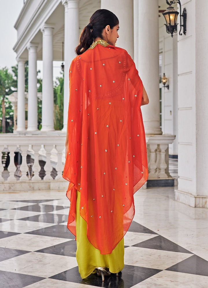 Multicolour Sequinned Dhoti Set With Cape Nidhika Shekar - Fabilicious Fashion