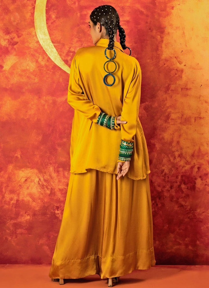 Mustard Yellow Embroidered Co - Ord Set Prahnaaya - Fabilicious Fashion