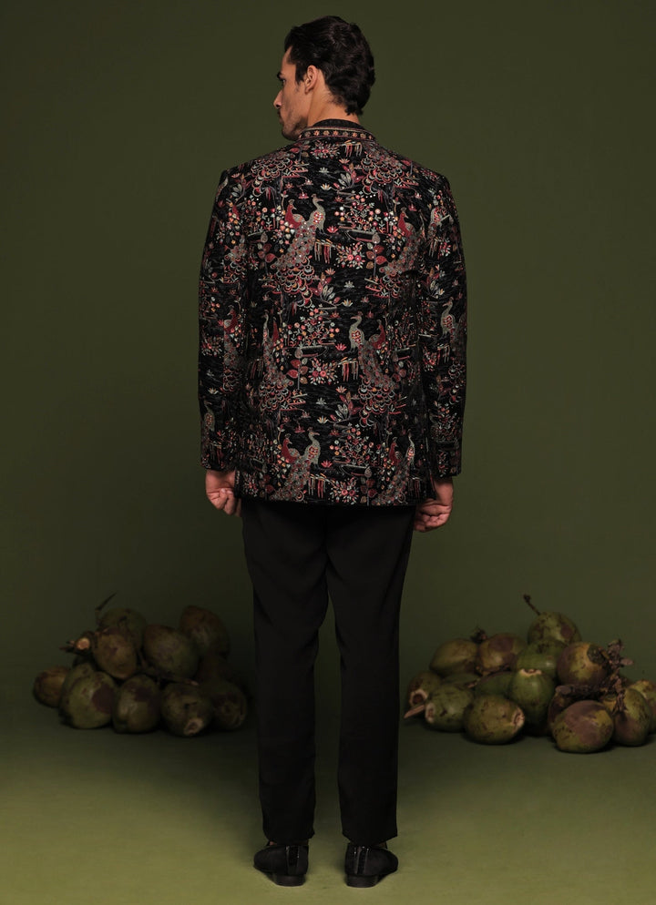 Navy Blue And Multi - Color Embroidered Jodhpuri Jacket Set Kalpraag - Fabilicious Fashion