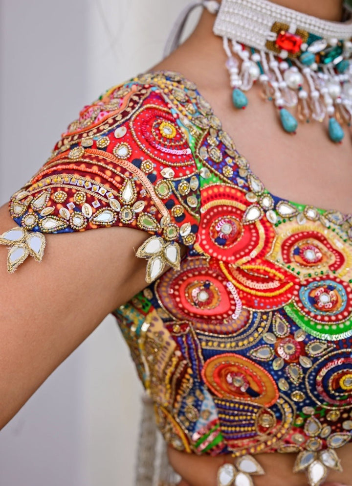 Navy Blue Chiffon Predraped Saree With Sequins Blouse Juhi Bengani - Fabilicious Fashion