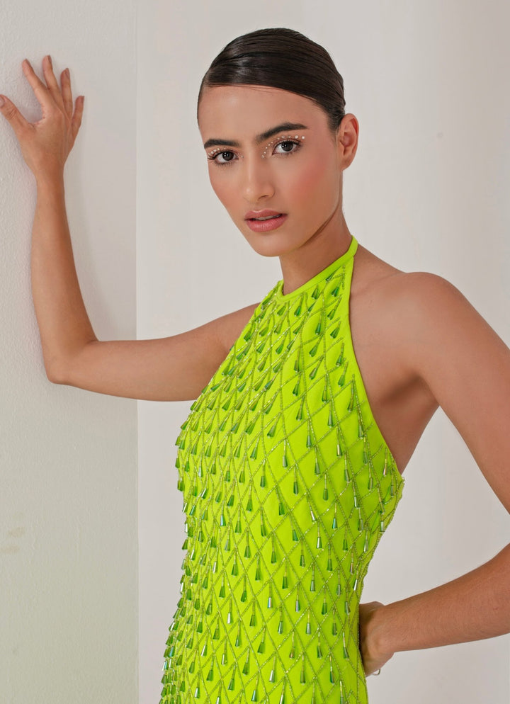 Neon Green Dress Akara - Fabilicious Fashion