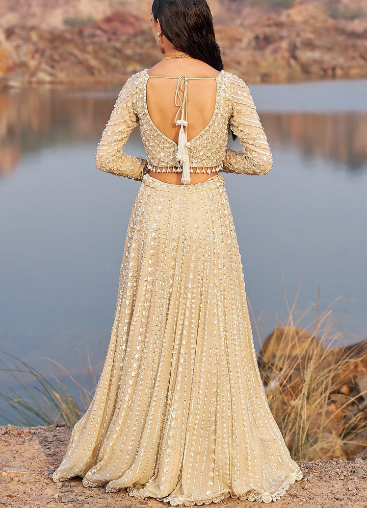 Nude Gold Sequinned Lehenga Set Nidhika Shekhar - Fabilicious Fashion