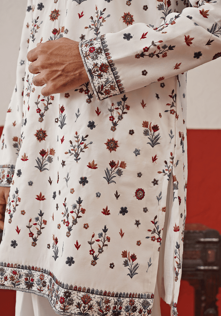 Off White Multi - Color Sequinned Kurta Set With Dupatta Kalpraag - Fabilicious Fashion