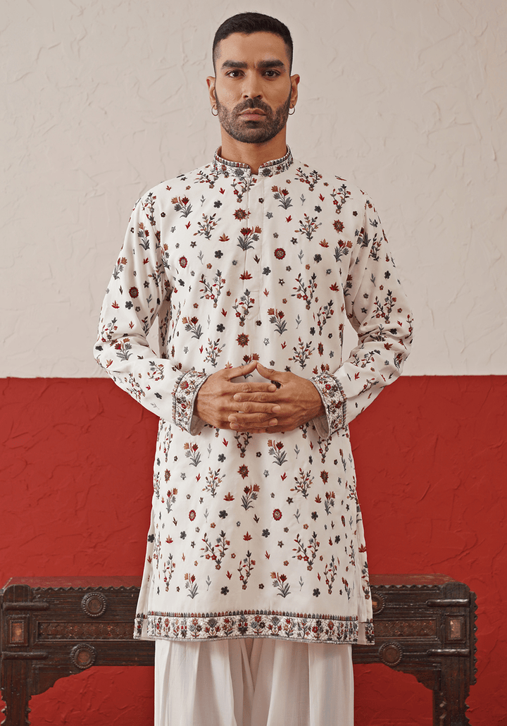 Off White Multi - Color Sequinned Kurta Set With Dupatta Kalpraag - Fabilicious Fashion