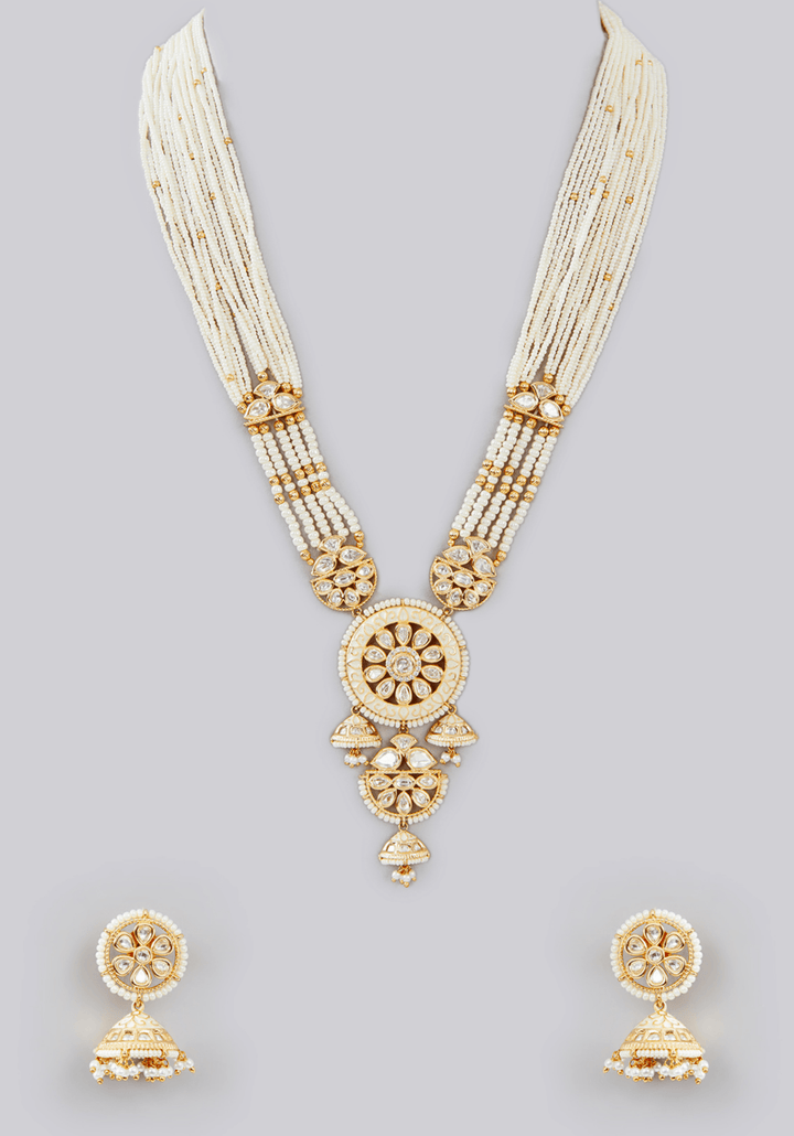 Pearl String Kundan Necklace Set Zevar by Geeta - Fabilicious Fashion