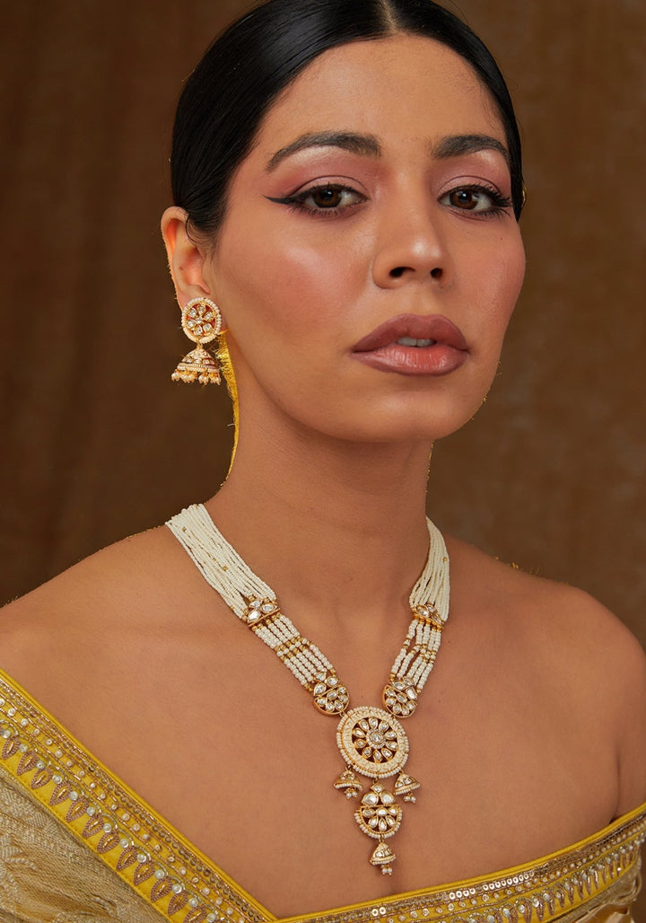 Pearl String Kundan Necklace Set Zevar by Geeta - Fabilicious Fashion