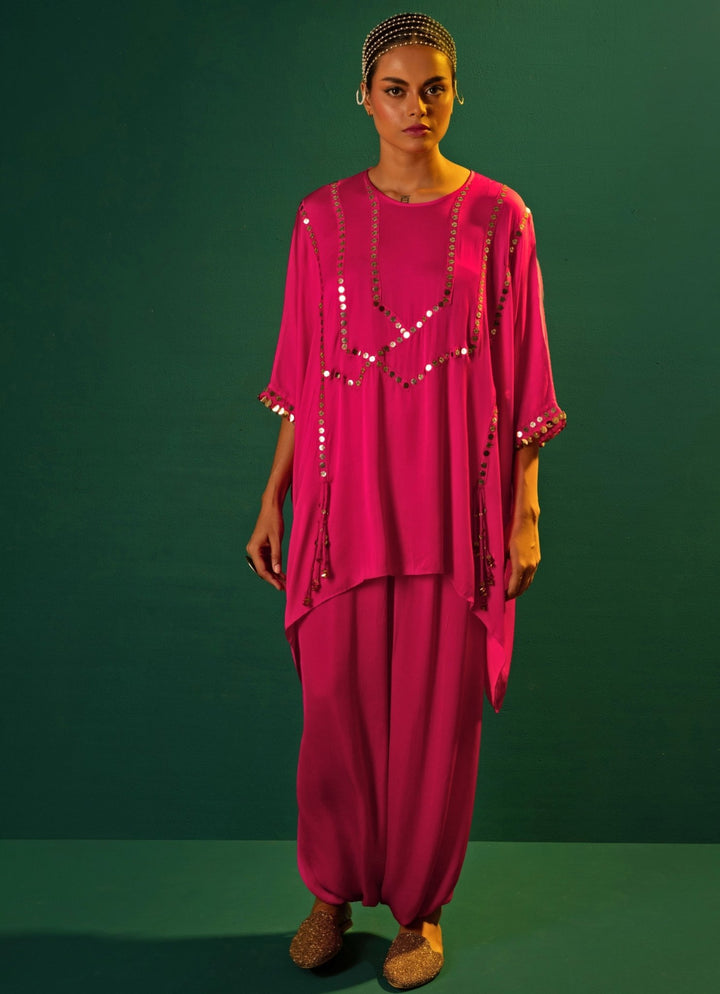 Pink Anti - Fit Tunic Co - Ord Set Prahnaaya - Fabilicious Fashion