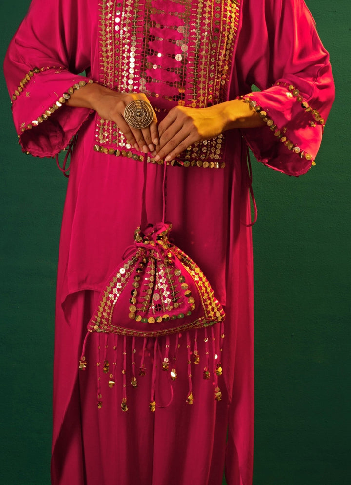 Pink Embroidered And Handcrafted Potli Prahnaaya - Fabilicious Fashion