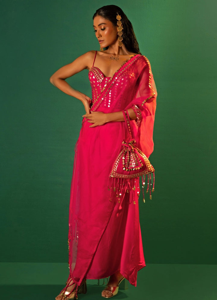 Pink Embroidered And Handcrafted Potli Prahnaaya - Fabilicious Fashion