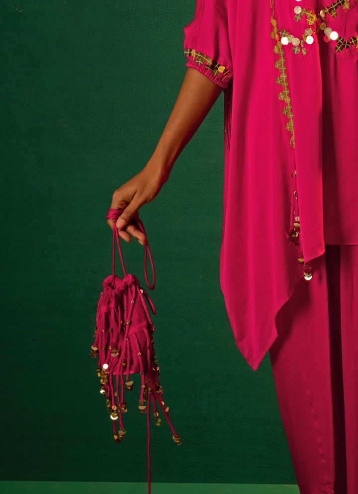 Pink Embroidered And Handcrafted Potli Prahnaaya - Fabilicious Fashion
