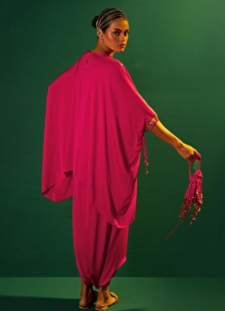 Pink Satin Antifit Tunic Co - Ord Set Prahnaaya - Fabilicious Fashion