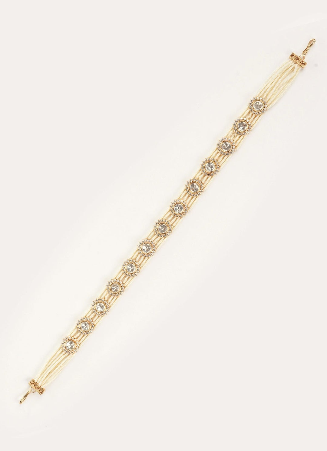 Polki And Pearl Embellished Mathapatti Zevar by Geeta - Fabilicious Fashion