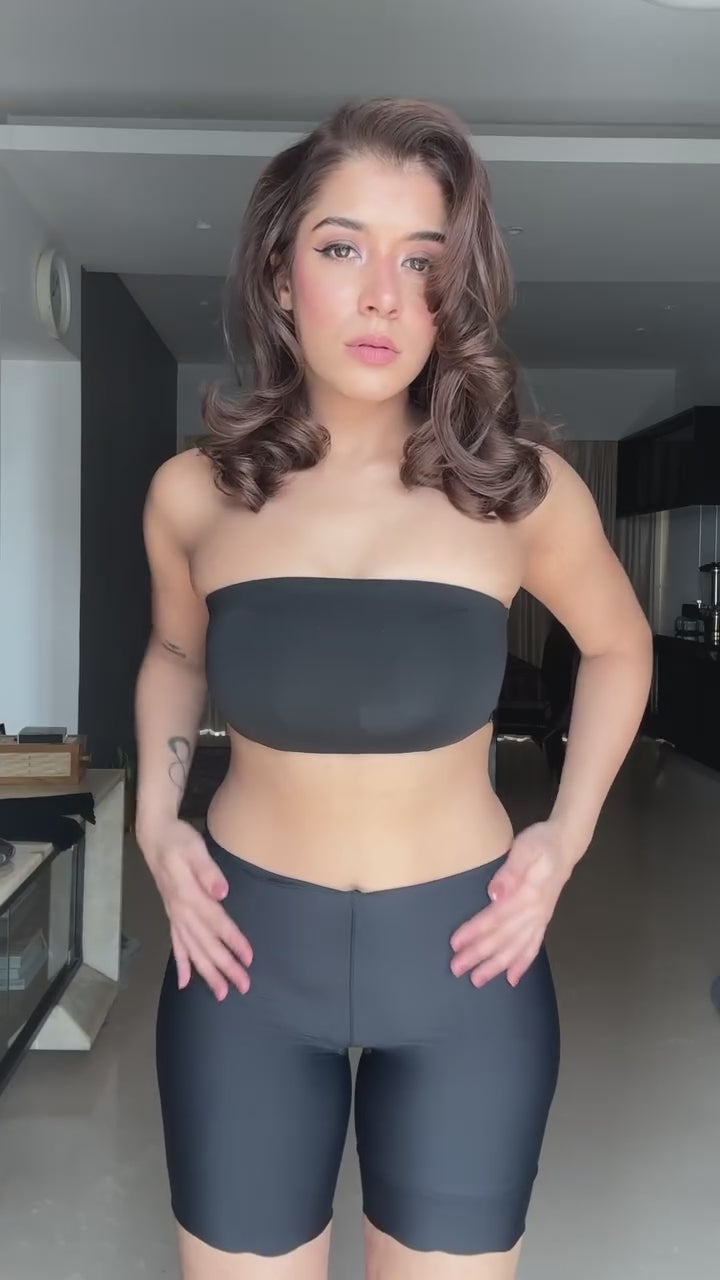 Black Predraped Pure Georgette Ruffle Saree With Bralette