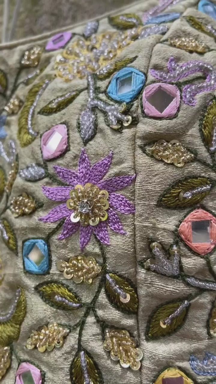 Tea Green Multi Hued Bustier Lavender Lehenga