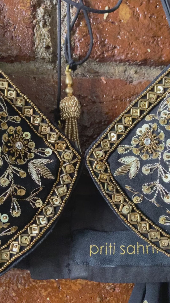 Black Embroidered Full Sleeved Lehenga