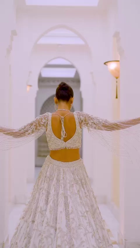 Ivory Embroidered Bridal Lehenga