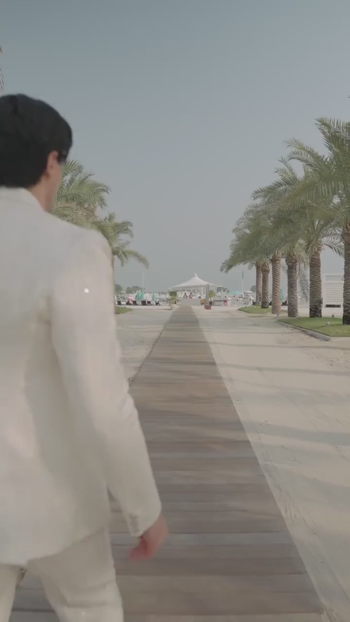 White Embroidered Tuxedo Set