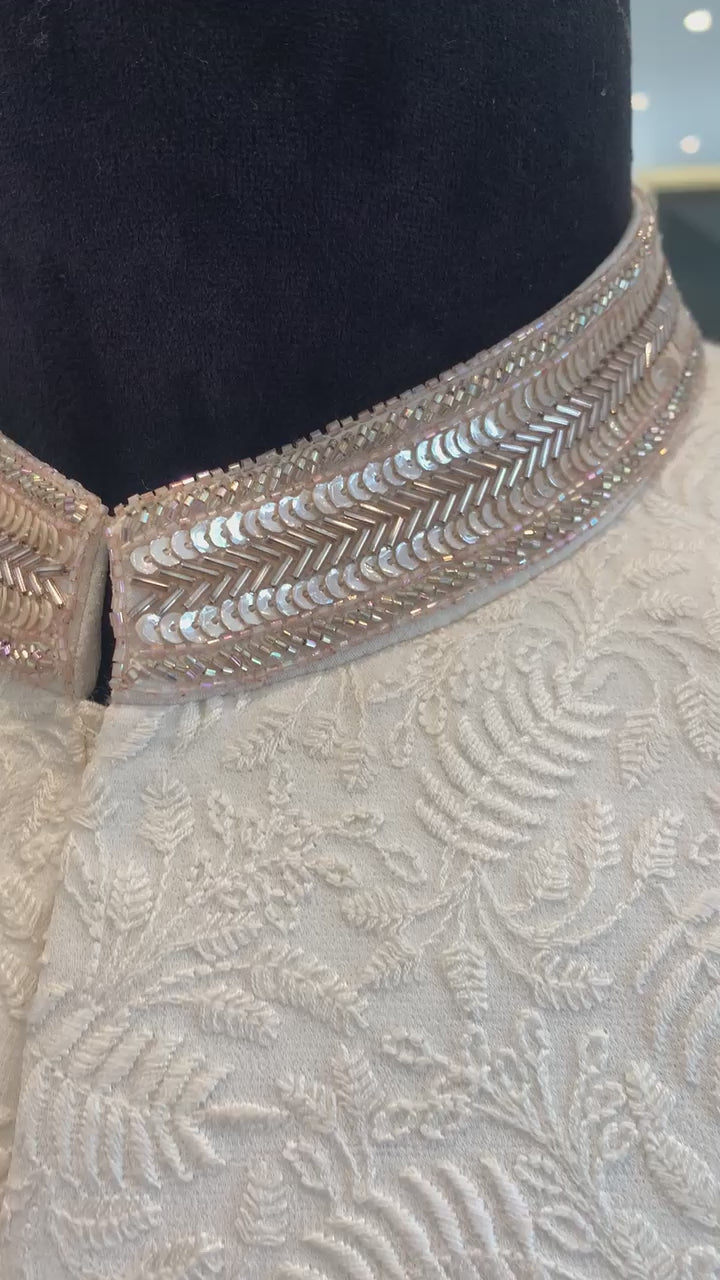 Ivory Embellished Sherwani Set With Churidar
