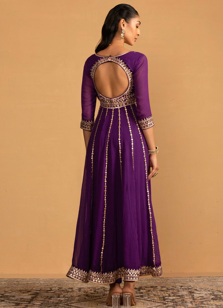Purple Embroidered Anarkali Set Esha Koul - Fabilicious Fashion