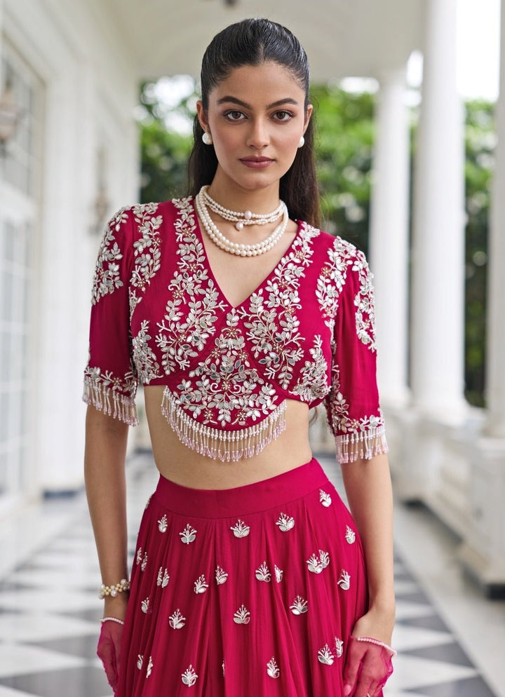 Rani Pink Georgette Lehenga Set Seema Thukral - Fabilicious Fashion