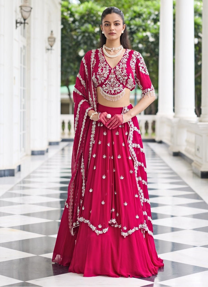 Rani Pink Georgette Lehenga Set Seema Thukral - Fabilicious Fashion
