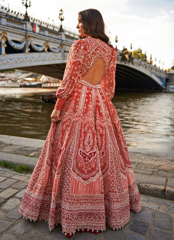 Red Embroidered Bridal Lehenga With Puff Sleeve Blouse Jigar and Nikita - Fabilicious Fashion